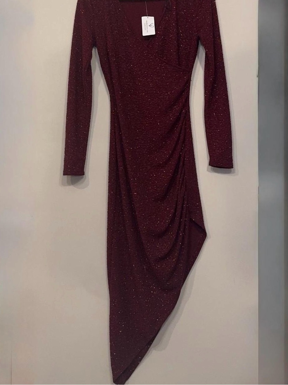 Windsor Wine Asymmetric Sparkle Dress